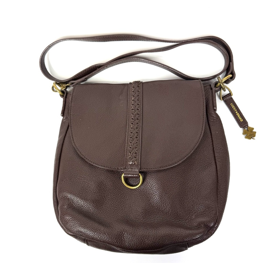 Lucky Brand - Ali chocolate brown front flap leather hobo satchel bag